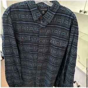Lands’ End NWOT Baby Corduroy Button Front Shirt Mens XXL Blue Black Grey